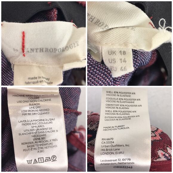 Anthropologie Damask Jacquard Flare Pants Floral Botanical Retro Boho Plus Size - Picture 9 of 10